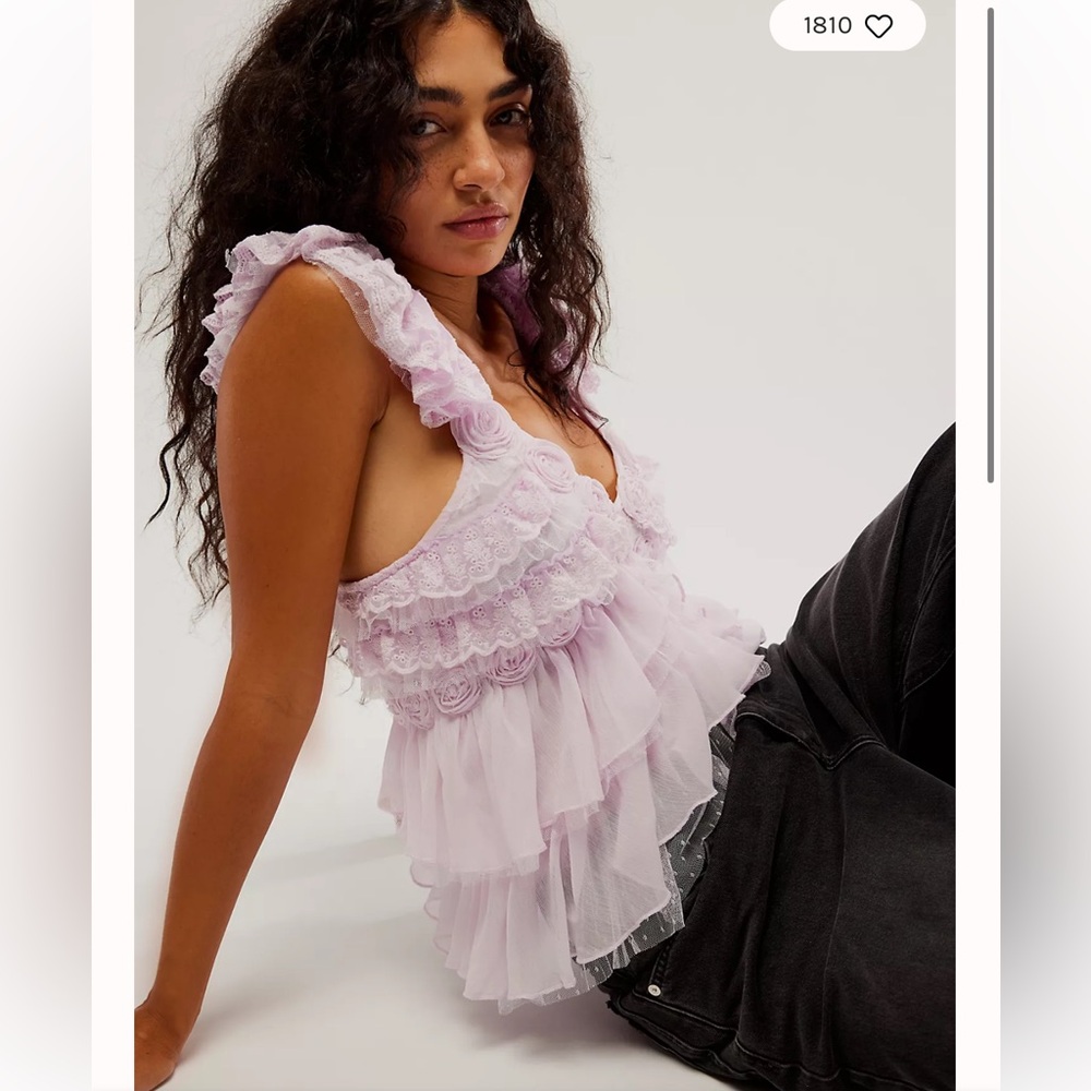 Free People Intimately All Dolled Up Tiered Ruffles Rosettes Bodysuit - Picture 1 of 6